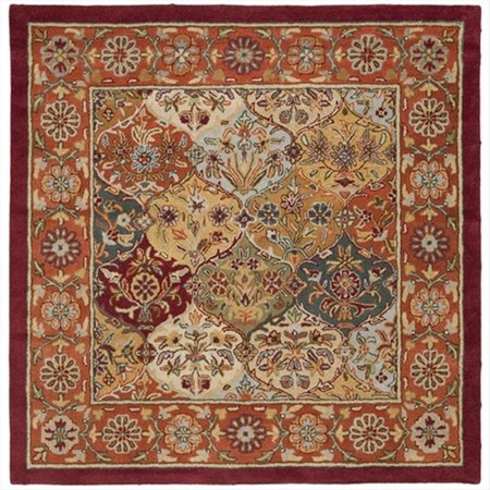 SAFAVIEH 6 x 6 ft. Square- Traditional Heritage Multi And Red Hand Tufted Rug HG510B-6SQ